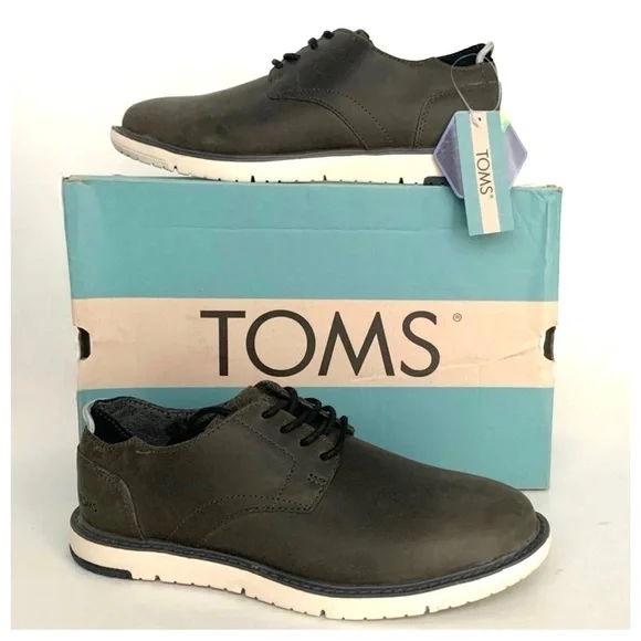 TOMS Men\'s Navi Oxford Leather Suede Pavement Charcoal 7 Sneakers New with Box TOMS Men main image 2